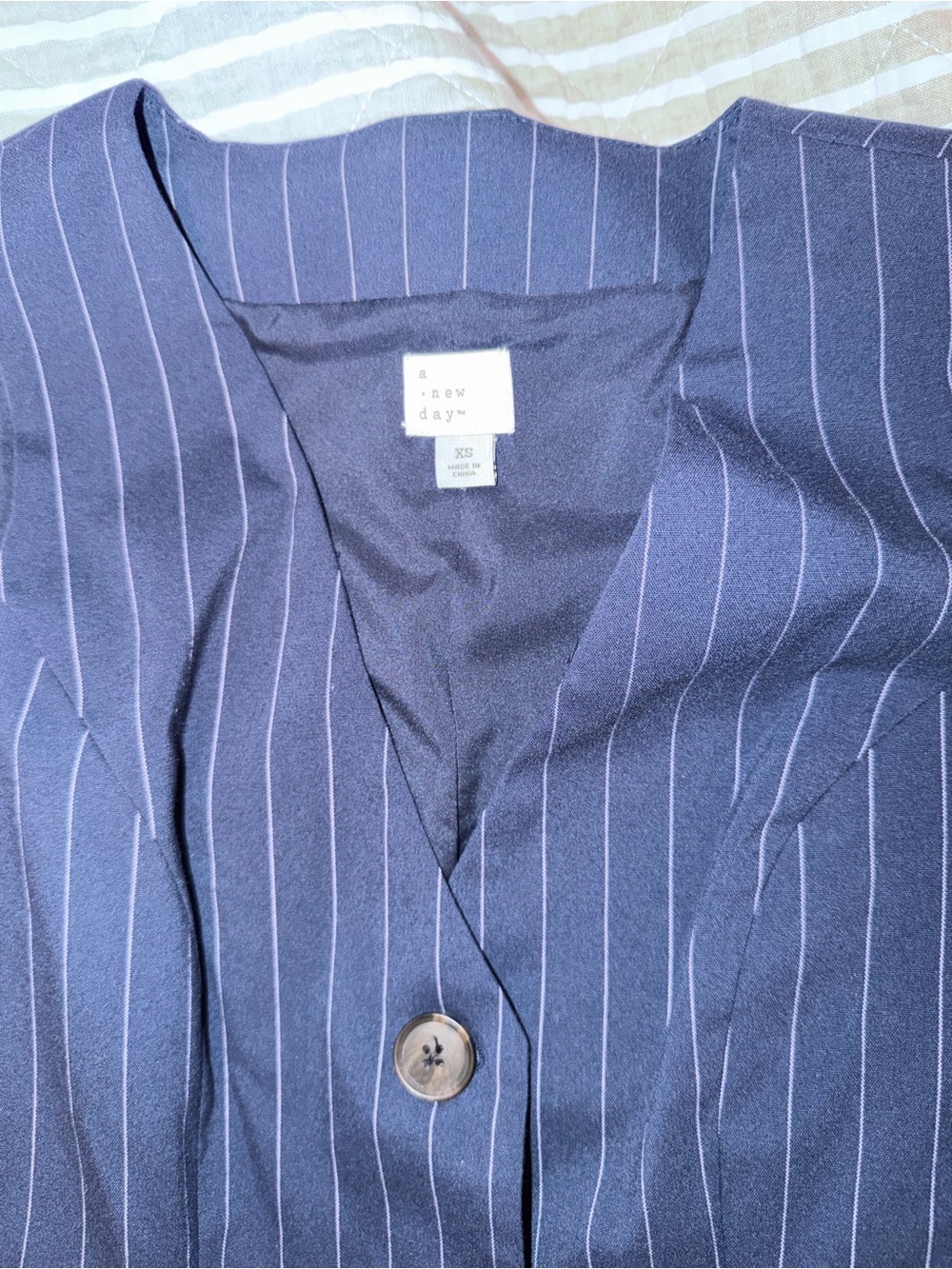 A New Day Navy Pinstripe Sleeveless Mini Dress XS - Picture 4 of 6